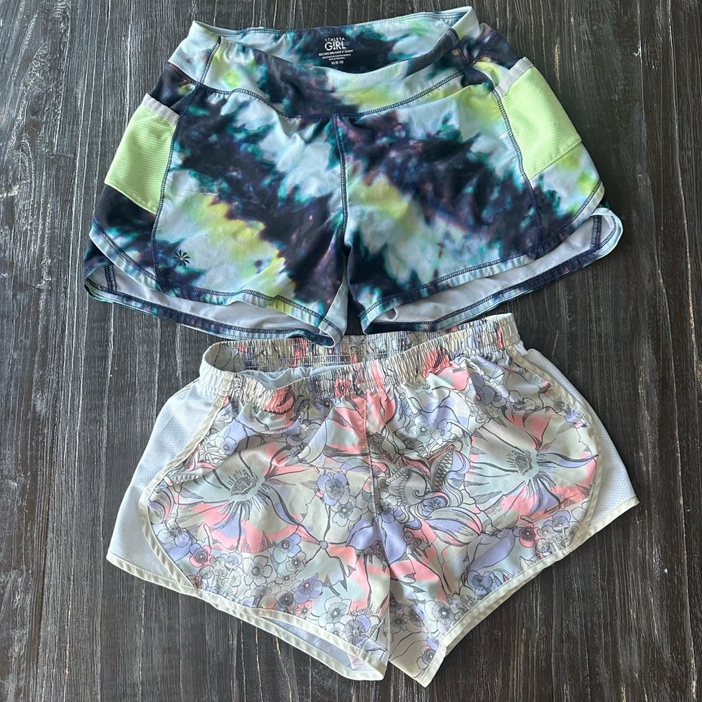 Athleta & Nike Girls athletic shorts size 8-10, 2 pair
